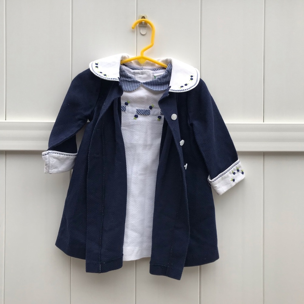 Little Bitty Navy & White Two Piece Dress Coat | size 18 months